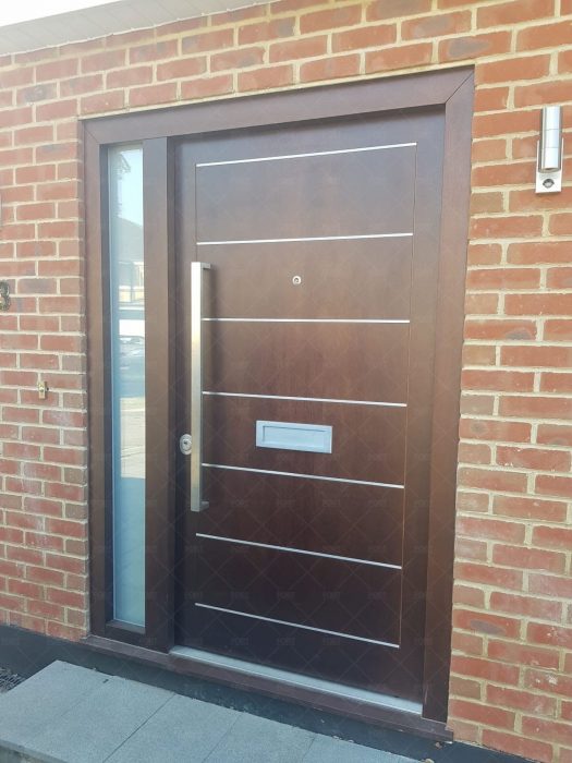 Fort North Security Doors Contemporary Door With Aluminium Inlayers And Glazed Side Light